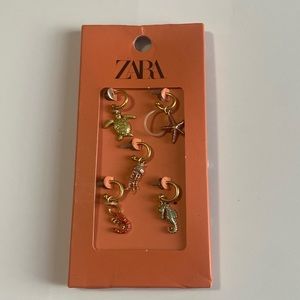 NWT Zara Ocean 5 Mini Hoops Set